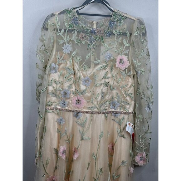 Mac Duggal 11226 Floral Embroidered Butterfly Sleeve Flowy Gown Dress Sz 10 NWT - Picture 5 of 8